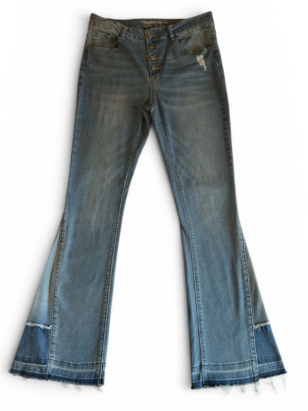 Hippie Girl Jeans Size 16 Blue Denim High Rise Flare Girls Jeans